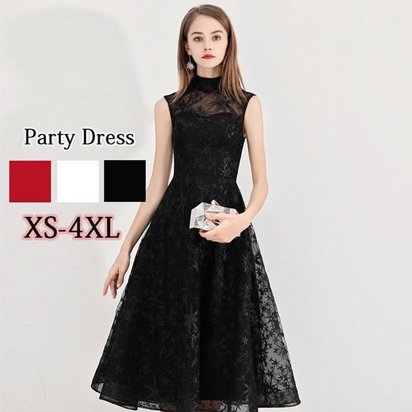 パーティードレス フォーマル 大人 ピアノ 発表会 ノースリーブ 小さいサイズ ハイネック 結婚式 ぽっちゃり ファスナータイプ ワンピース 大きいサイズ 大人