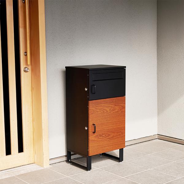 宅配ボックス 置き配 配達ボックス 大容量 宅急便受 おしゃれ 北欧モダン 木製 木目 プッシュキー 印鑑収納 完成品 58L