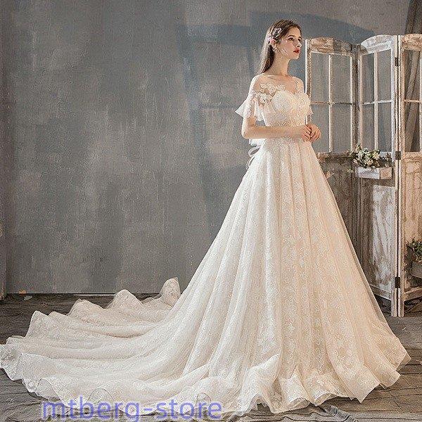 高品質なハロウィン商品 ウェディングドレス ウェディングドレス白 パーティードレス パフスリーブ 花嫁ロングドレス 簡約 結婚式 露背 二次会 レース お呼ばれ 挙式 姫系hs5142 3日以内に発送