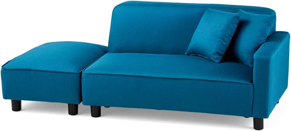 Sofa, Couch,, Ottoman (Footrest), Includes 2 Cushions, Easy Assembly, Freestyle Layout, For Small Ho