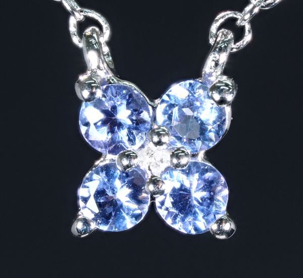 天然 タンザナイト ネックレス 四つ葉 クローバー 花 No.70-12 プレゼント 最高