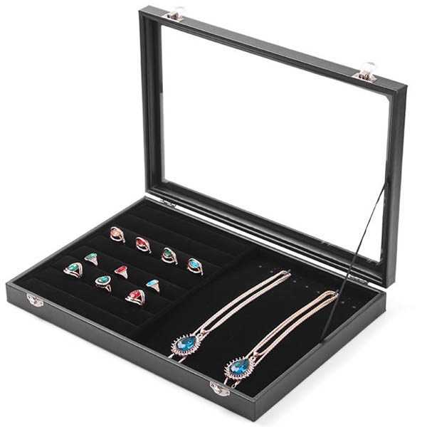 マルチディスプレイケース リング ブレスレット ネックレス ジュエリー 収納 黒色 ブラック ベルベット 指輪 首飾り アクセサリー 革 高級 宝石箱 ショップ 12,210円