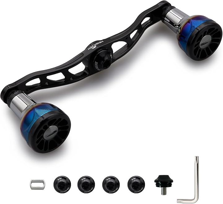 V2.0 105/115mm ベイト リール ハンドル 航空アルミ製 シマノ ダイワ アブガルシア 通用 Engn series 1075(ブラック, V2.0 - 105mm)