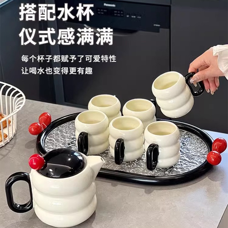 かわいい陶器の水筒セットマグカップ大容量耐高温冷水筒水具セット引越し土産
