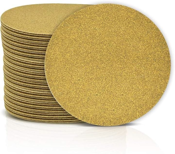 サンディングペーパー サンドペーパー 100枚 粒度 穴なし マジック式 紙やすり φ152mm セット 研磨 サンダー用 丸型 ディスク 木工用 交換パーツ(黄色い, φ152mm)