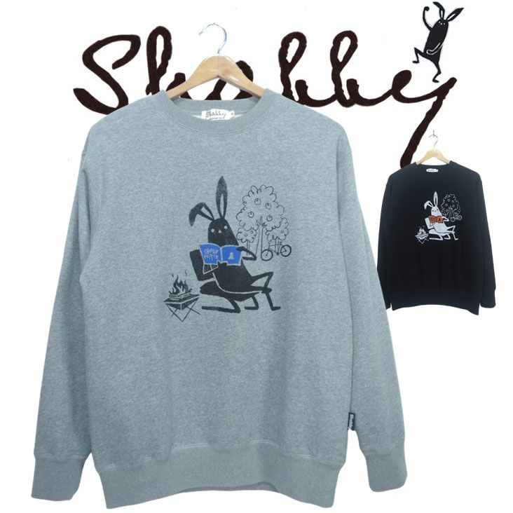 Shabby シャビー 読書 トレーナー 裏起毛 メンズ 長袖 スウェット うさぎ キャラクター マスコットキャラ シャビーくん 本 湘南生まれ プリント SHA-213-20