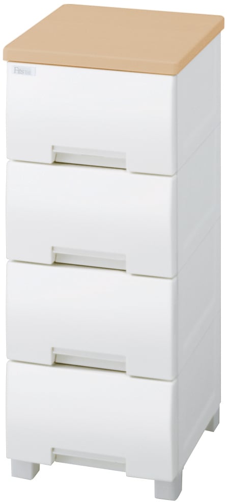 天馬 F3504(FITSプラス) フィッツプラス　幅35cm　4段（天板：メープル/本体：ホワイト） F3504FITSプラス