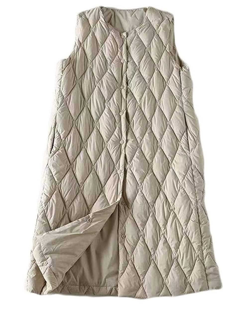 中綿ジャケット ダウンベスト レディース 大きいサイズ 袖なし インナーダウンベスト ロング丈 冬物 アウター 軽量 ライトダウン 暖かい 防寒対策 無地 通勤 冬服