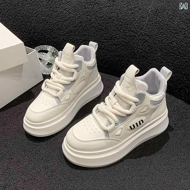 ハイ カット シューズ レディース 白靴 婦人靴 中学生 冬 厚底 スニーカー 快適 運動靴 カジュアル