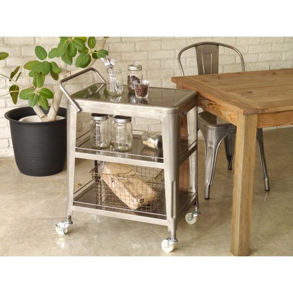 棚 ラック キャスター ワゴン おしゃれ インダストリアル ヴィンテージ シルバー スチール アイアン アンティーク