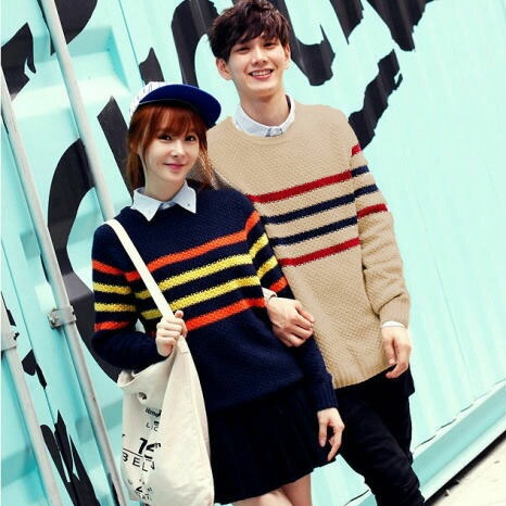 ペアルック カップル ペアニット ペアセーター 即納 女ベージュM 男ダークブルーS yoa-75m レディース メンズ 男女兼用 ユニセックス トップス デートコーデ クリスマスプレゼント