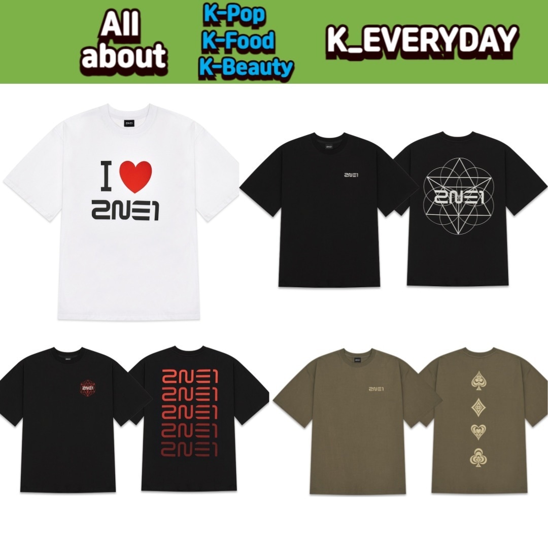 2NE1 I LOVE T-SHIRT WHITE/BLACK/KHAKI 並行輸入純正品
