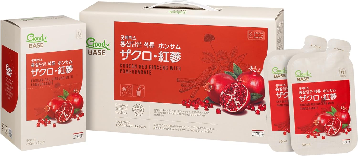 正官庄 (ジョンガンジャン) ザクロ紅参 コストコ 6年根(50ml×30包) 高麗人参 サプリ 朝鮮人参 紅参