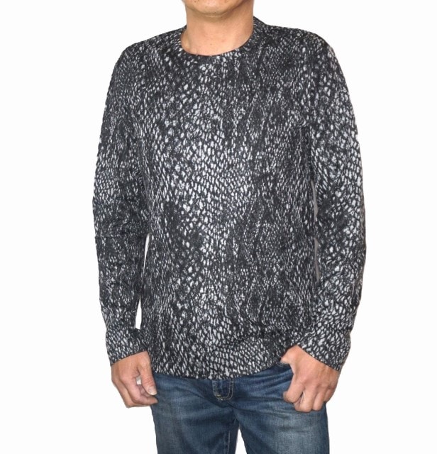 長袖Tシャツ パイソン柄 黒 49 蛇柄 メンズ セレクション 4466-9830 春物 秋物 ブラック ロンT