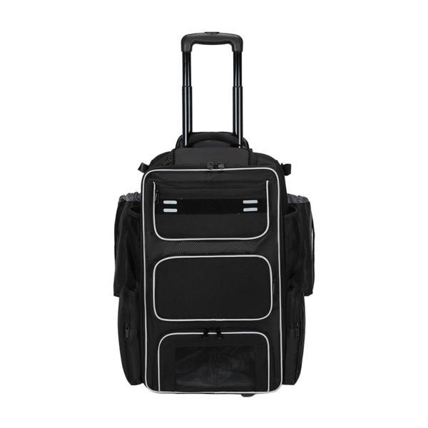 キャスター付きローリング野球バッグ ジム用ソフトボールバッグ グローブ 練習用ヘルメット用 ブラック