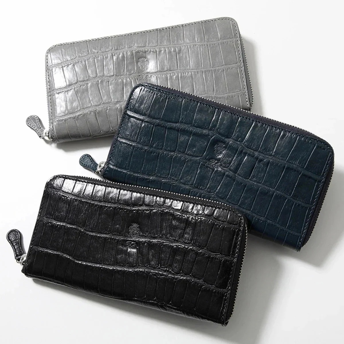 Felisi フェリージ ラウンドファスナー 長財布 798/5/SA メンズ レザー クロコダイル型押し 小銭入れあり ロゴ カラー3色