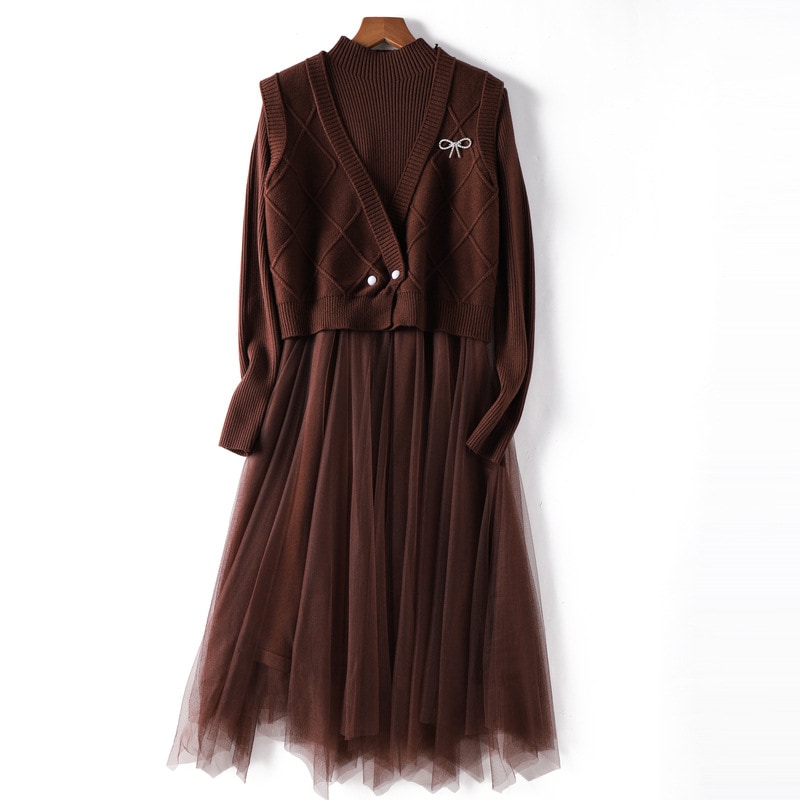 ロングスカ一ト 秋冬 無地 ハイウエスト ウエストゴム プリーツスカート フレア Aライン スカート オシャレ レディース ベスト シャツ 二点セット 5,639円