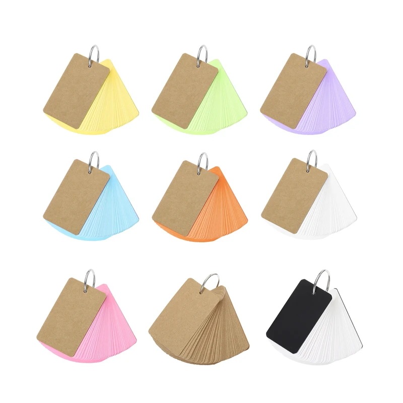 ブックマーク学校の学習レシピ用のバインディングリング付きの空白のフラッシュカードインデックス,10枚の学習カードのセット