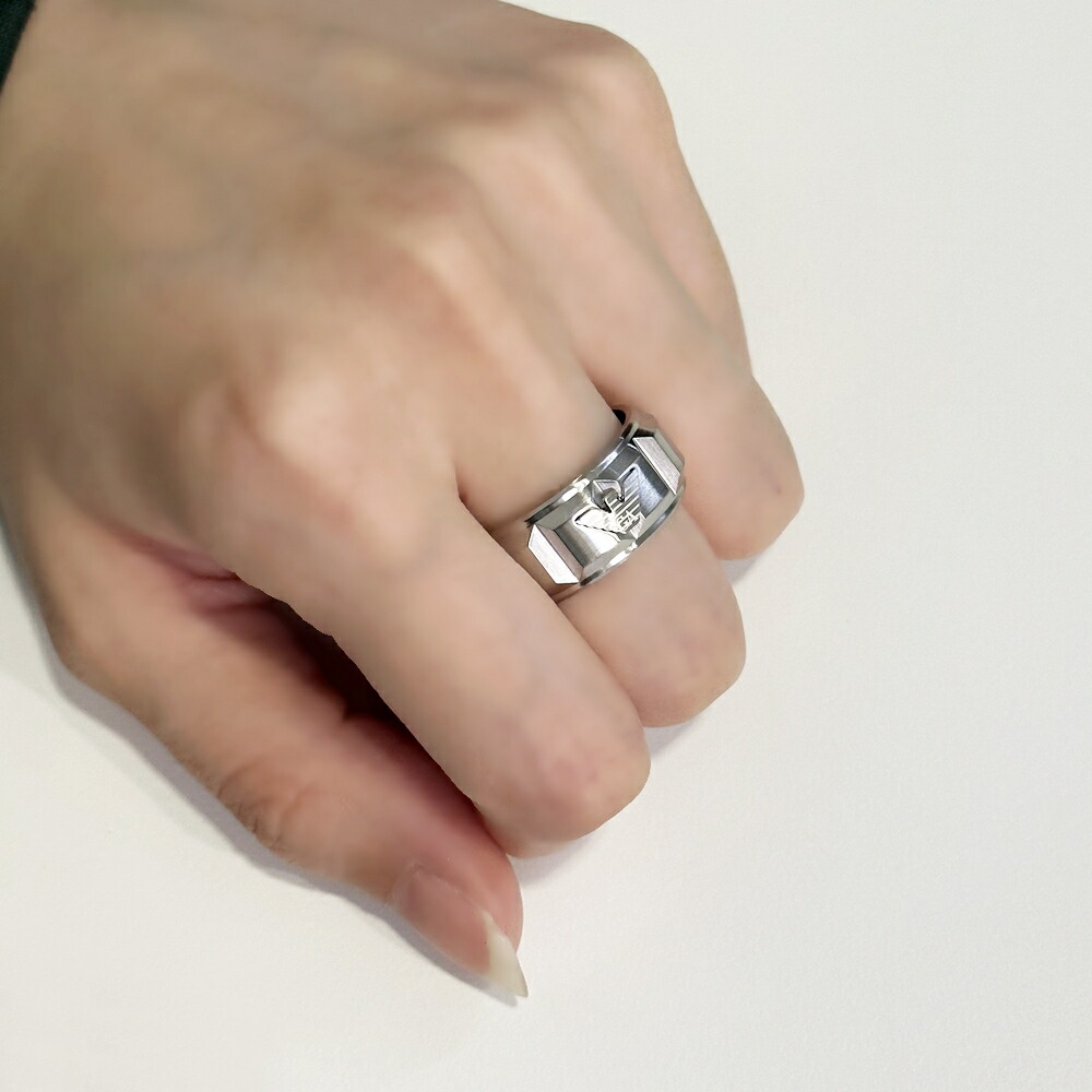 エンポリオアルマーニ 指輪 メンズ ステンレス シルバー リング 18号 21号 おしゃれ 大人 シンプル プレゼント メンズアクセサリー 大学生 彼氏 旦那 夫 父親 兄 弟 甥っ子 大学生 誕生日