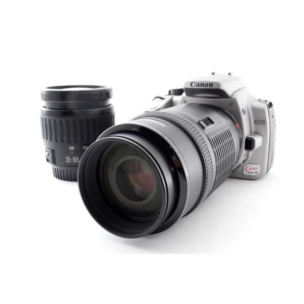 【中古】キヤノン Canon EOS Kiss Digital N デジタルN ダブルズームレンズセット シルバー 美品 デジタル一眼始めるならこれ ストラップ付き