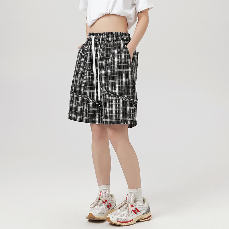 yf072 チェック メンズ ズボン 2023新作 カジュアル ファッション カーゴパンツ ショットパンツ 練習服