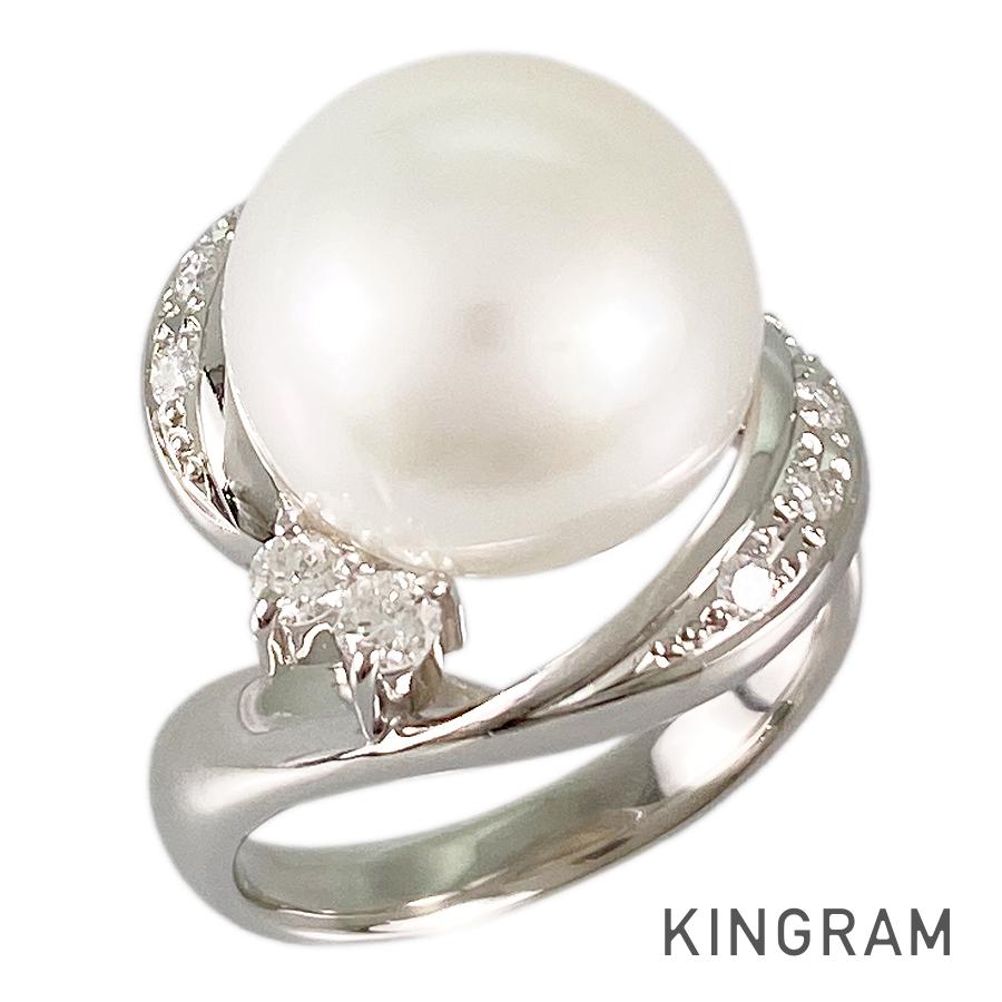 リング Pt900 白蝶真珠 ダイヤモンド 12号(52) te【中古】