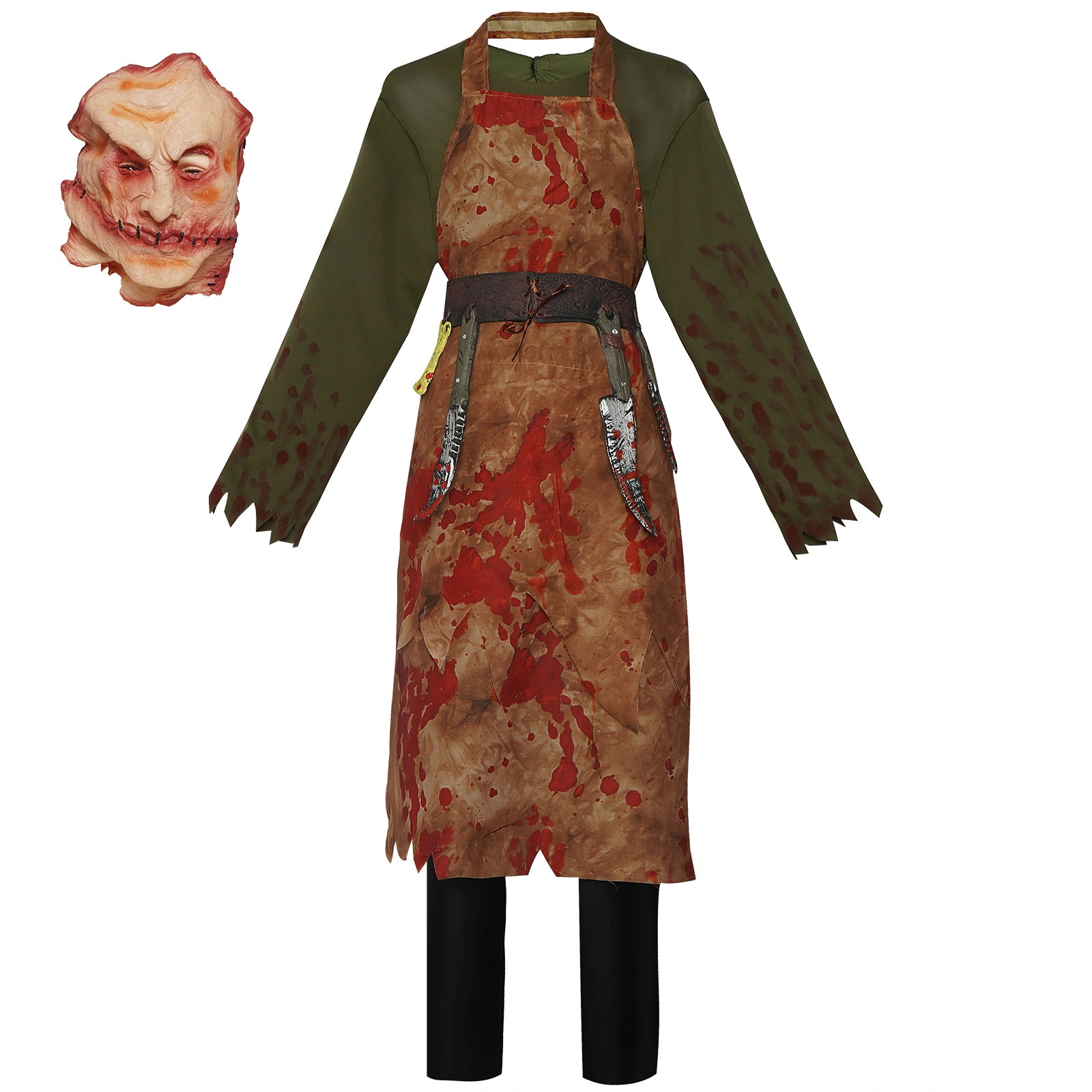 【迅速な出荷】血痕肉屋衣装ハロウィーン服シェフゾンビ服男型コスプレ服