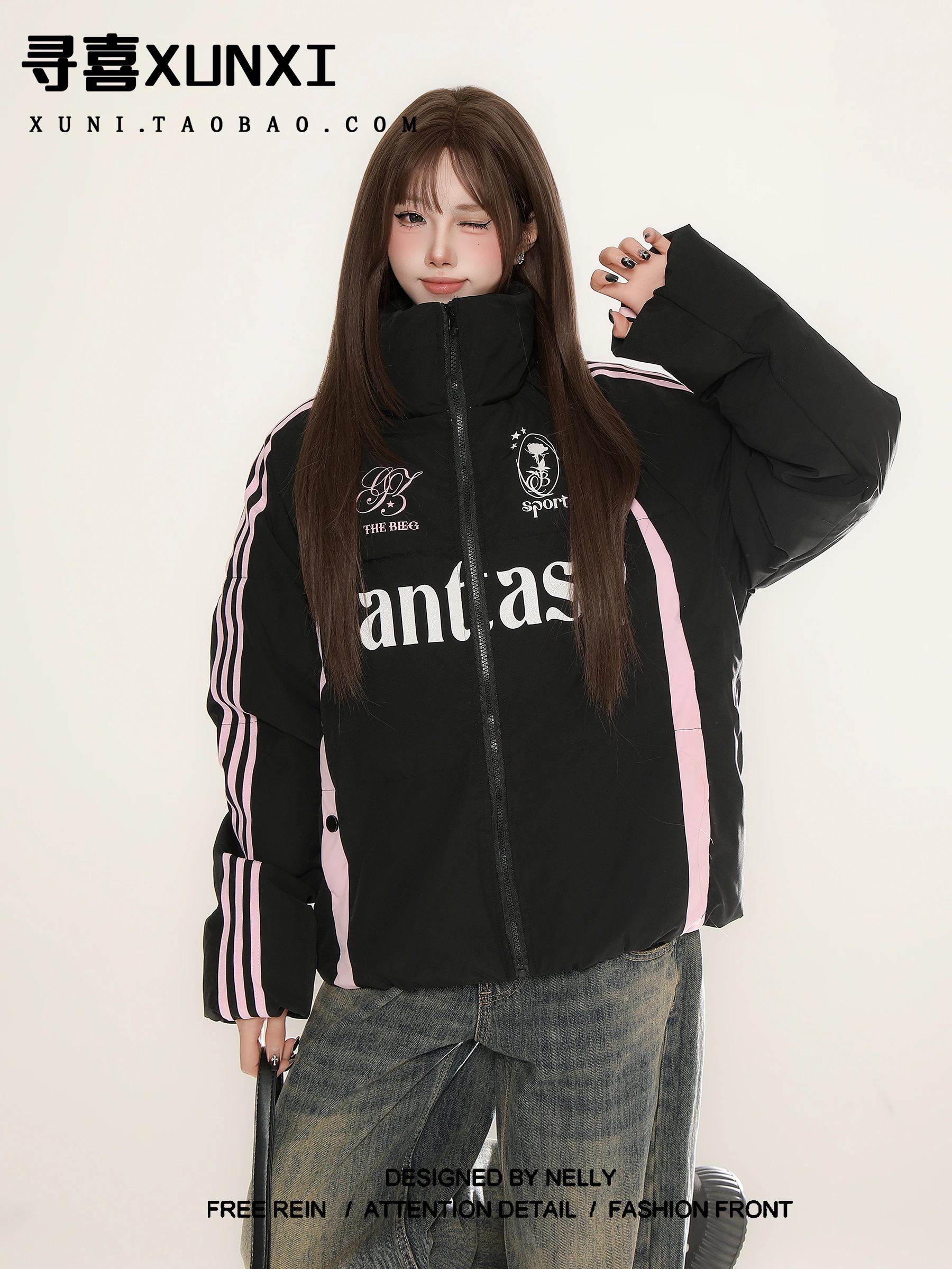 アウターダウンジャケットコートふっくら中綿 韓国防寒あったか暖かいかわいい厚手アウターBF風ジャケット無地羽織るハイネックファッション系大人ゆったりカジュアルストリートスタンドサイズ丈シルエットサ