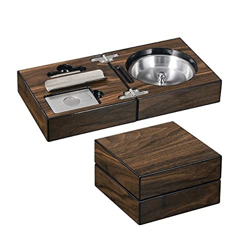 葉巻灰皿 男性用のシガーアッシュトレイラグジュアリーピアノペイントアッシュトレイポータブル折りたたみ式シガーアッシュトレイアッシュトレイ木箱 どんなインテリアにも簡単に溶け込みます