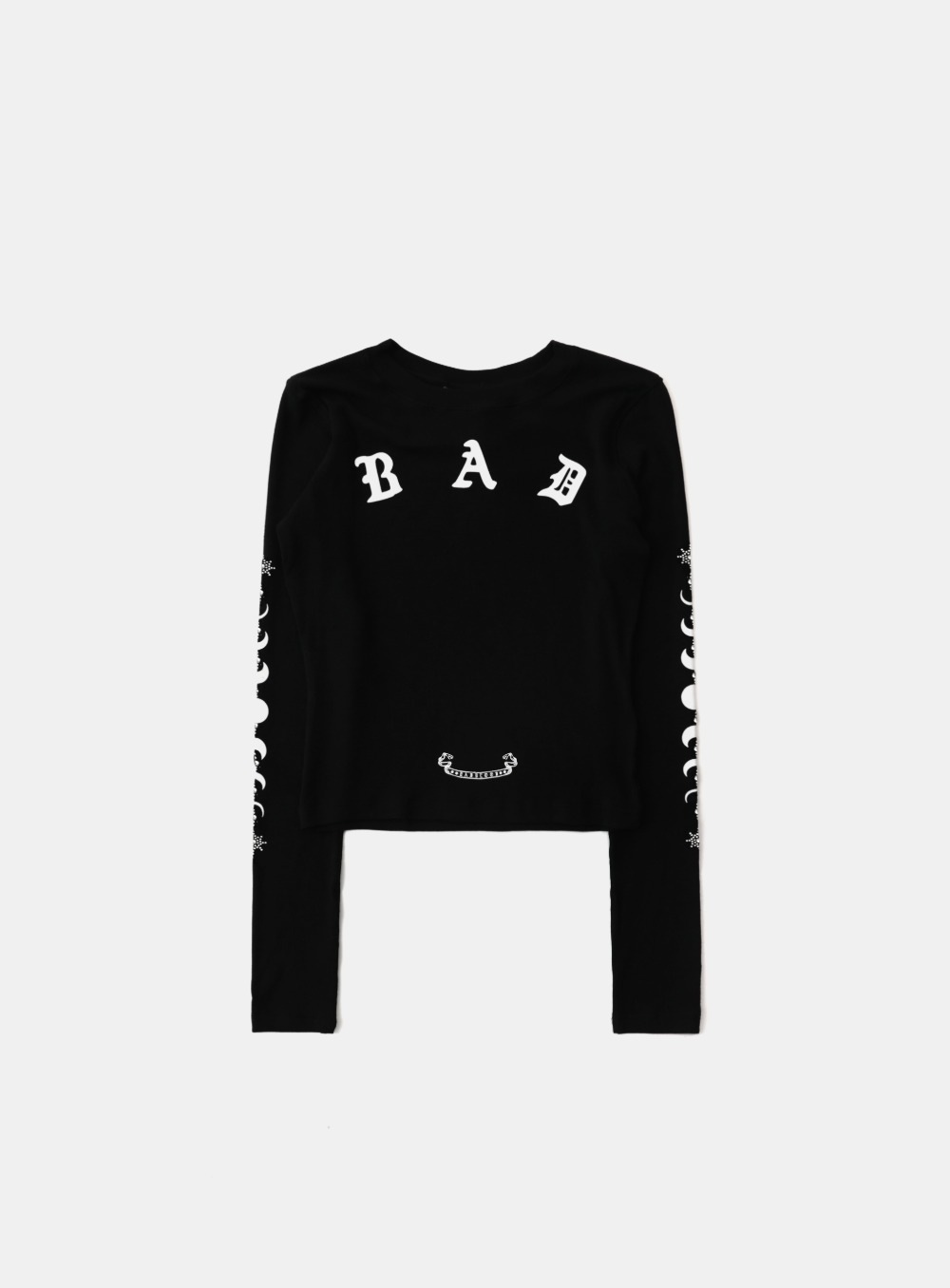 【BADBLOOD】 25FW MYSTIC LINE STONE LOGO JERSEY SLIM SLEEVE : BLACK