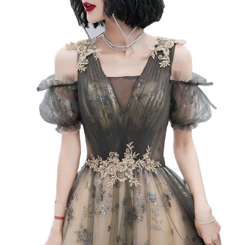 ロングドレス 演奏会 結婚式 ドレス チュール レース マキシ丈 パーティードレス フォーマル パーティドレス ピアノ 発表会 二次会 ウェディング 花嫁110-313