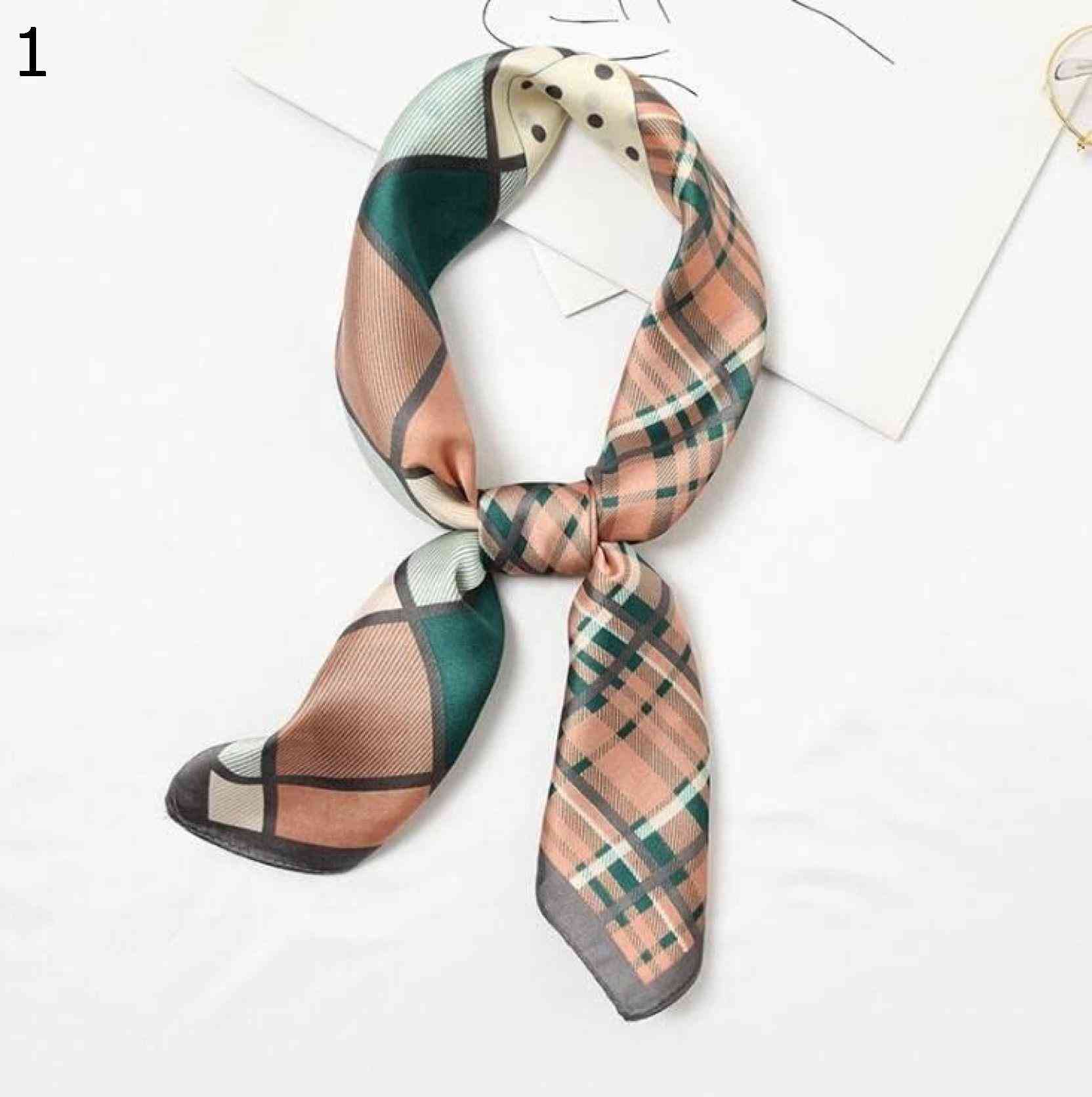 【20%OFFクーポン～】ファッション スカーフ多機能ラップ小さなヒジャブ女性チェック柄ドット パターン スクエア スカーフ スカーフ (Color : Light grey Size : 70