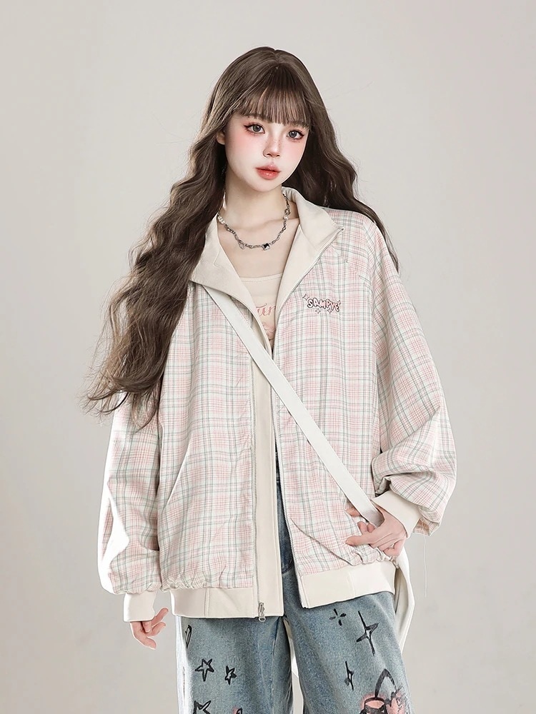 2024秋冬韓国かわいいレディースアウターブルゾンお出かけ長袖セクシーベースシルエットトップスサイド冬カジュアルファッションサイズお出かけネックフル丈スリーブトラック