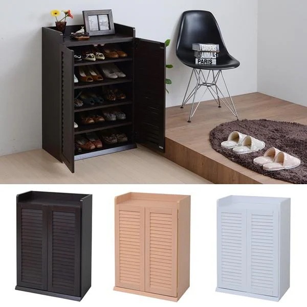 シューズボックス 靴箱 ルーバー扉 通気性 蒸れない 玄関収納 シューズラック 下駄箱 シンプル 幅 60cm コンパクト 省スペース 小さめ ひとり暮らし 一人暮らし