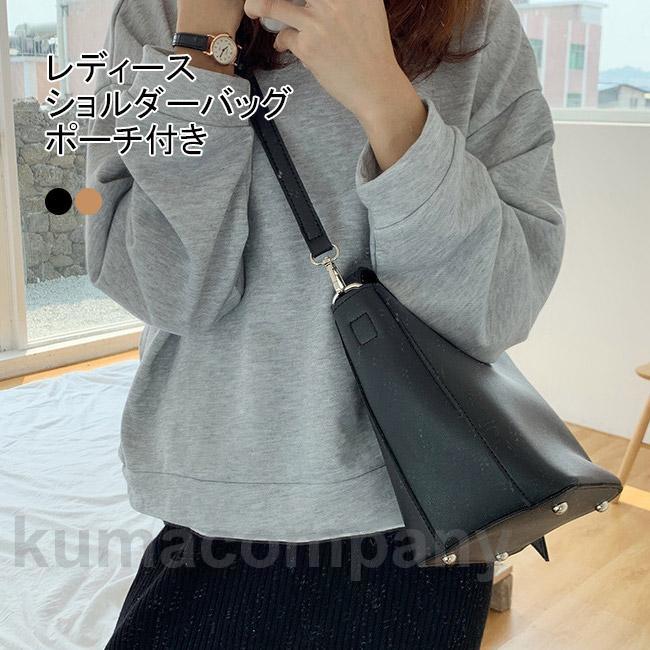 ショルダーバッグ ポシェット トートバッグ レディース ショルダーポシェット 合皮 PU コンパクト 軽量 肩掛け 斜め掛け 前掛け 手提げ 無地 可愛い