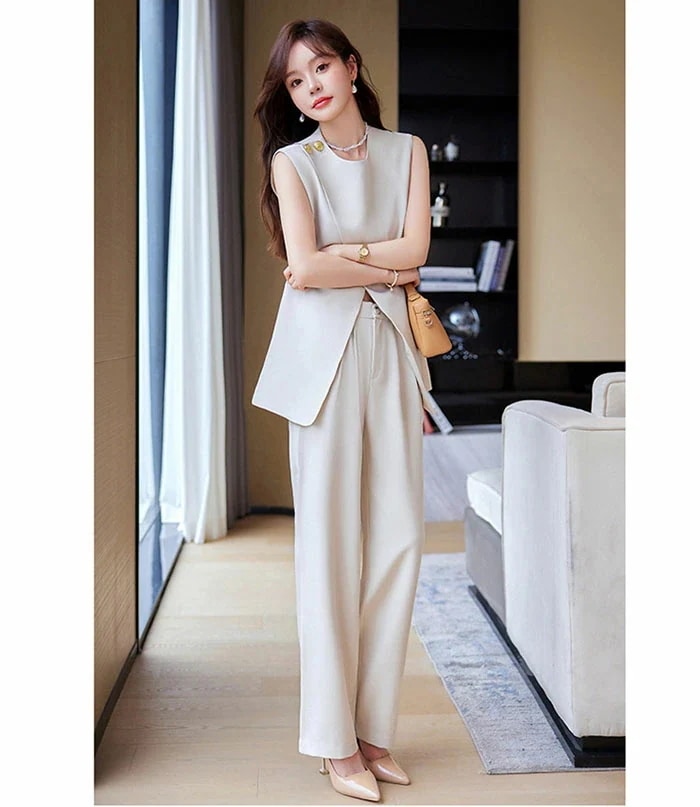 セットアップ レディース 夏 パンツドレス 上下セット 2点セット パンツ スーツ タンクトップ ワイドパンツ 卒業式 入学式 入園式 卒園式 ママ コーデ ビジネス 通勤 オフィス 落ち感 着やせ