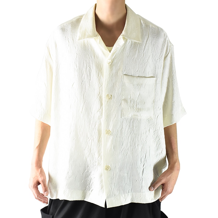 凸凹 クリンクル加工 オーバーサイズシャツ 夏 半袖 ビッグシルエット シャツ メンズ 開襟シャツ オープンカラーシャツ 大きいサイズ ドロップショルダー ルーズフィット エンボス加工 モード系 V系 11,232円