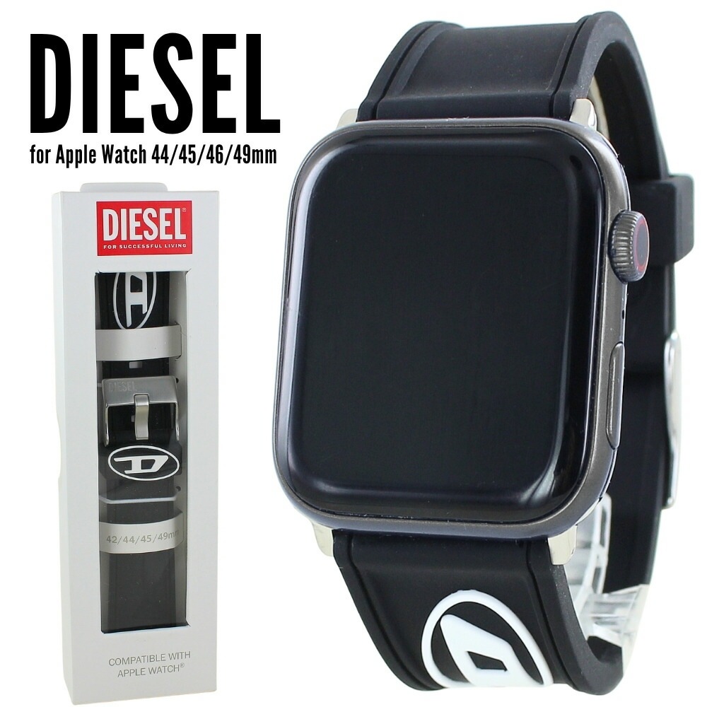 ディーゼル DIESEL Apple Watch バンド ベルト おしゃれ メンズ レディース 替えベルト シリコン ブラック ULTRA ウルトラ 44ミリ 45ミリ 46ミリ 49ミリ シリーズ