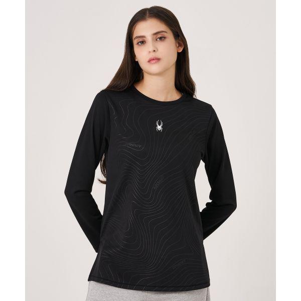 女性コンター柄長袖TシャツSPKFCNRL253WBLK 659788