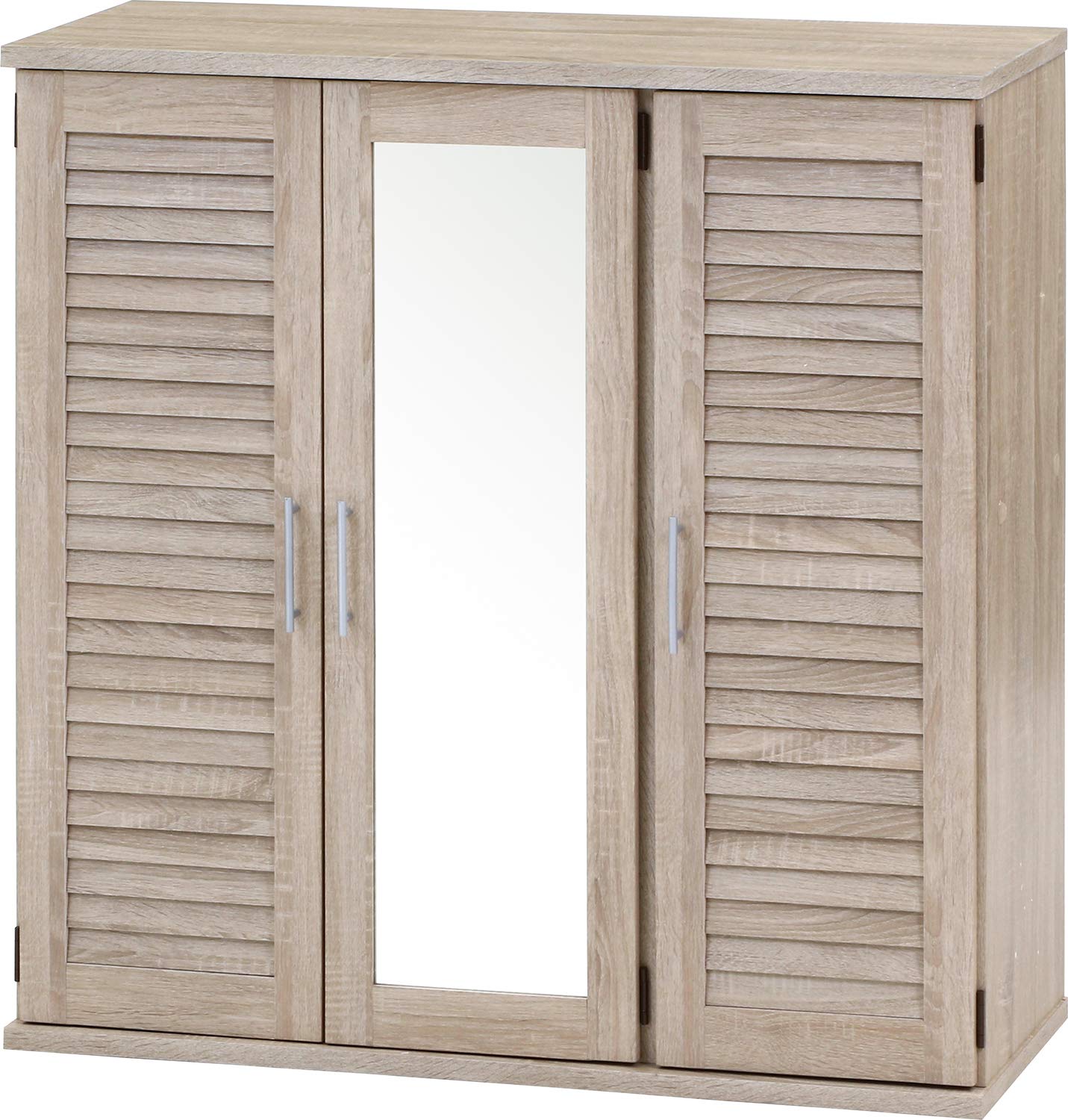 不二貿易 下駄箱 シューズボックス 4段 幅90×奥行34.5×高さ93cm ホワイトオーク ミラー付き ルーバータイプ 可動棚 玄関収納 靴箱 86193