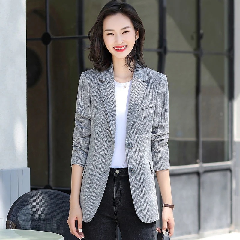 品質いいな品テーラードジャケットジャケットレディース春秋ゆったりチェック柄カジュアル長袖アウター気質着痩せ秋冬アウター韓国風オシャレ入学式通勤