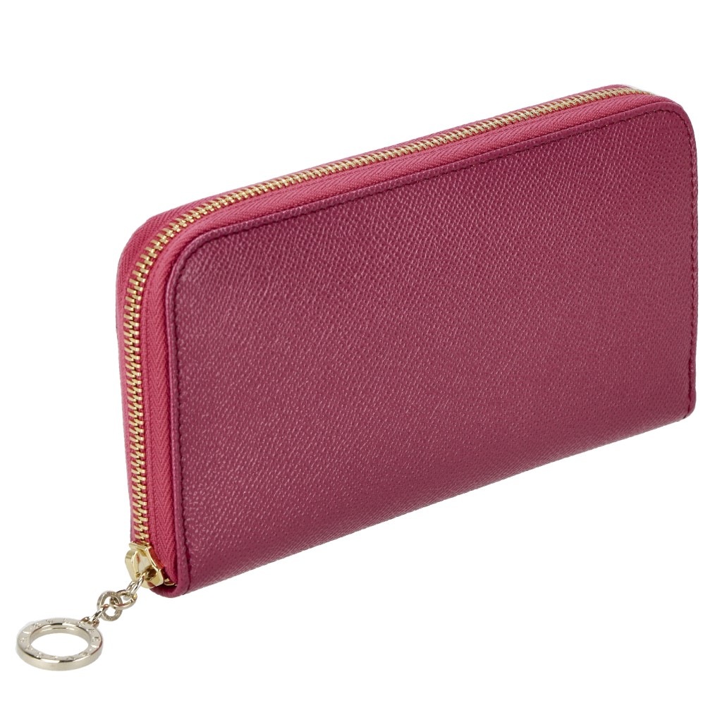 BVLGARI 284866 ブルガリ ブルガリブルガリ ラウンドファスナー長財布 グレインレザー/ナッパレザー ヘザーアメジスト/タンジェリンガーネット