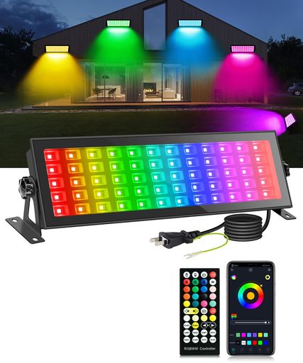 120W RGB 投光器フラッドライト180 個の LED を搭載した RGBCW スマートステージウォッシュライトバーリモコンとアプリ制御が可能でIP66 防水仕様の RGB カラーチェンジング D