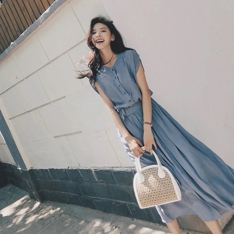 シフォン シフォンワンピース女性25新作人気気質スカートフランス膝丈モデルロングスカート女性