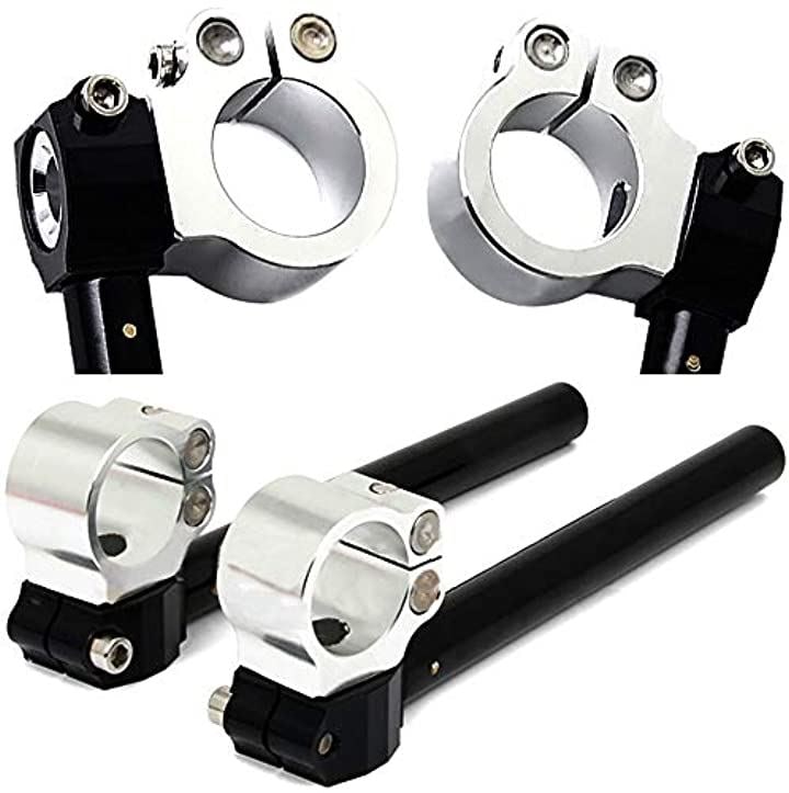 アルミ削り出し セパハン セパレート ハンドル 汎用 カスタムパーツ シルバー ブラック バイク 改造 銀 黒 フロントフォーク 接続 (34mm, 34mm)