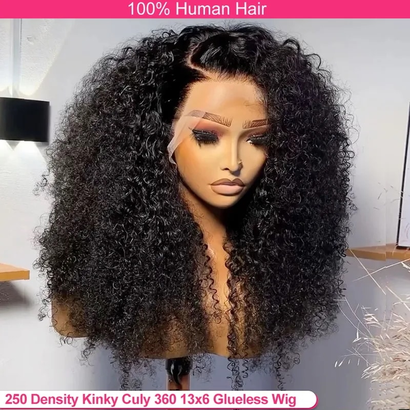 250 Density Deep Curly Wave 13x6 13x4 HD Lace Frontal Wig 30 Inch 360 Full Lace Front Wig Kinky Curl