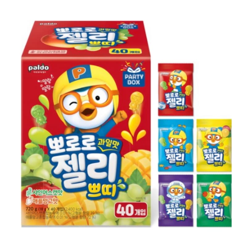 [18gx40個入]ポロロ フルーツ味 ゼリー プチ/シャインマスカット/アップルマンゴー/小包装/5つの袋