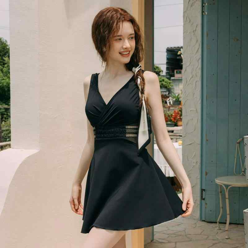 ワンピース 水着 レディース ファッション 夏 プール レジャー 海水浴 ブラック 黒 カジュアル ノースリーブ ウエストカバー