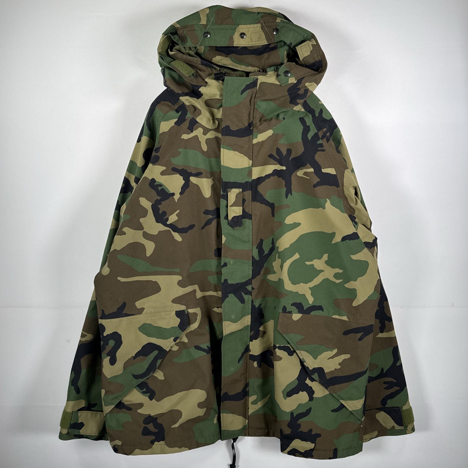 古着 90s/90年代 ヴィンテージ ミリタリージャケット ECWCS GORE-TEX ウッドランドカモ ゴアテックスパーカー 米軍 実物 Xlarge long ブラウン メンズ