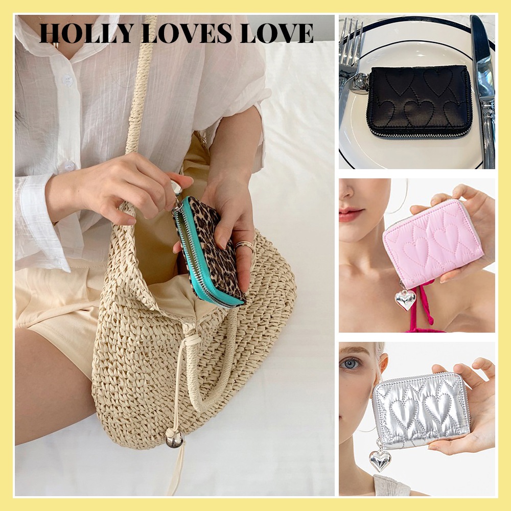 正規品 HOLLY LOVES LOVE Heart Quilting Wallet ハート ジップ カードケース ミニウォレット コインケース